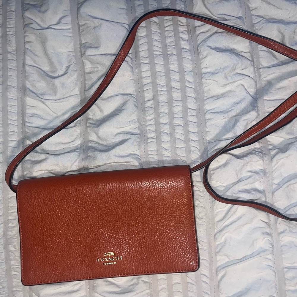 Coach Wallet Crossbody - Burnt Orange